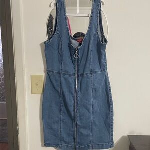 Guess Blue Denim Mini Dress with Front Zipper